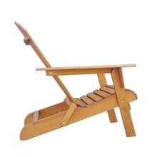 Solid Eucalyptus Wood Foldable Adirondack Chair in Natural Color. Ergonomic design and Can be folded for storage or bringing to picnics by Amayo Home