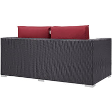 Modway Convene Wicker Rattan Outdoor Patio Loveseat in Espresso Red