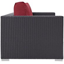 Modway Convene Wicker Rattan Outdoor Patio Loveseat in Espresso Red