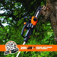 Worx WG323 10-in Cordless 20V Pole/Chainsaw with Auto-Tension and Auto-Oiling and 2 Piece Tube