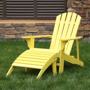 AZBRO Outdoor Wooden Adirondack Chair Lawn Patio Deck Garden Furniture, Lemon Yellow