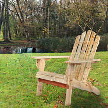 Wooden Adirondack Chair With Clear Lacquer Painted Garden Furniture