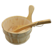 MAYMII 1 Gallon Handmade Wooden Sauna Bucket with Plastic Liner and Ladle SPA Accessory