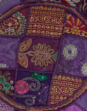 Indian Traditional Purple Ottoman Pouf Cover Purple Decorative Foot Stool Covers Handmade Cotton Bohemian Pouf Ottomans Round Comfortable PatchWork Floor Cushion By Rajrang