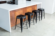24&rdquo; Counter Height Bar Stools,! (BLACK) by UrbanMod, [Set Of 4] Stackable, Indoor/Outdoor, Kitchen Bar Stools,! 330LB Limit, Metal Bar Stools! Industrial, Galvanized Steel, Counter Stools!