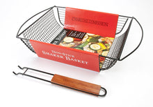 Charcoal Companion Non-Stick Shaker Basket for Grilling with Rosewood Handle