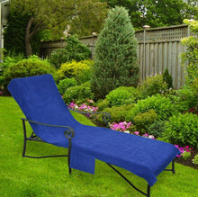 Pool Side 1000-Gram Chaise Cover, Pool lounge Chair Cover with 10-Inch Slip-on Back and Side Pocket Blue