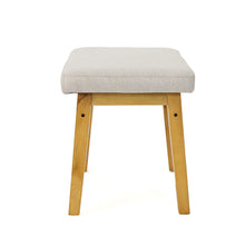 Analise Foot Stool Ottoman | Mid Century Modern, Danish Design | Upholstered in Wheat Fabric (Set of 2)
