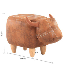 Upholstered Ride-on Ottoman Footrest Stool with Vivid Adorable Animal-Like Features, without Storage (Brown Buffalo)
