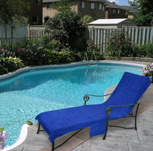 Pool Side 1000-Gram Chaise Cover, Pool lounge Chair Cover with 10-Inch Slip-on Back and Side Pocket Blue