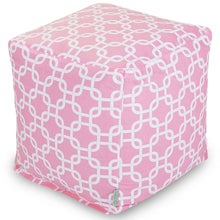 Majestic Home Goods Links Indoor / Outdoor Bean Bag Ottoman Pouf Cube, 17" x 17" x 17" (Soft Pink)