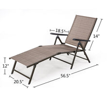 Cloud Mountain Pack of 2 Outdoor Recliner Lounge Chair Set Outdoor Adjustable Pool Chaise Patio Sun Loungers Chair Daybed Textilene Brown Powder Coated Anti-Rust, Tan