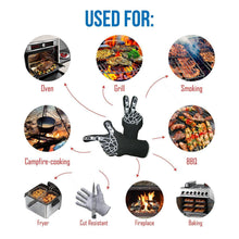 STEMAJ Heat Resistant Gloves 932F - BBQ Gloves - Grilling Gloves - Fire Resistant Gloves - Cut Resistant - for Cooking, BBQ, Oven, Fireplace - 5" Cuff for Extra Forearm Protection (Skeleton)