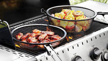 Outset 76182 Chef's Jumbo Outdoor Grill Basket and Skillet with Removable Handles