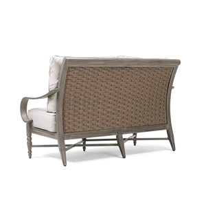 Blue Oak Outdoor Saylor Patio Furniture Loveseat with Outdura Remy Sand Cushion