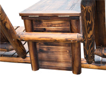 Outsunny Wooden Outdoor Two Seat Adirondack Patio Chair w/ Ice Bucket - Rustic Brown