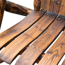 Outsunny Wooden Outdoor Two Seat Adirondack Patio Chair w/ Ice Bucket - Rustic Brown