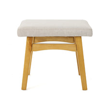 Analise Foot Stool Ottoman | Mid Century Modern, Danish Design | Upholstered in Wheat Fabric (Set of 2)