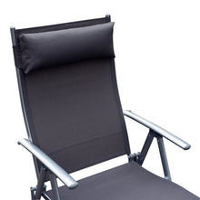 Outsunny Sling Fabric Patio Reclining Chaise Lounge Chair Tri-Folding 5 Position Adjustable Outdoor Deck with Cushion - Gray