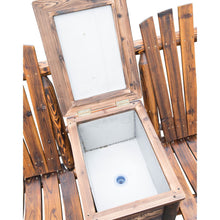 Outsunny Wooden Outdoor Two Seat Adirondack Patio Chair w/ Ice Bucket - Rustic Brown