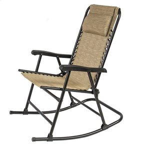 Best Choice Products Folding Rocking Chair Foldable Rocker Outdoor Patio Furniture Beige