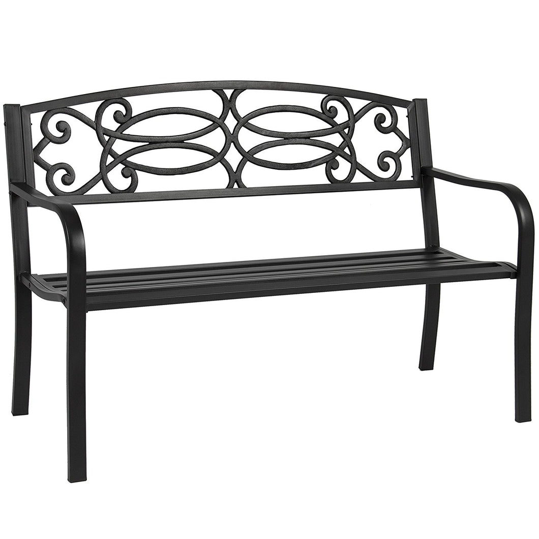 Best Choice Products 50" Outdoor Patio Garden Bench Steel Frame Park Yard Porch Furniture