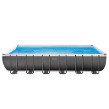 Intex 24ft X 12ft X 52in Ultra Frame Rectangular Pool Set with Sand Filter Pump and Saltwater System, Ladder, Ground Cloth, Pool Cover, Maintenance Kit and Volleyball