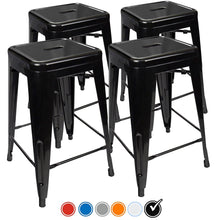 24&rdquo; Counter Height Bar Stools,! (BLACK) by UrbanMod, [Set Of 4] Stackable, Indoor/Outdoor, Kitchen Bar Stools,! 330LB Limit, Metal Bar Stools! Industrial, Galvanized Steel, Counter Stools!