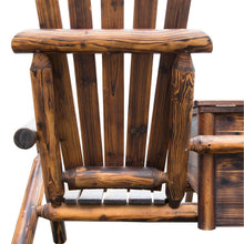 Outsunny Wooden Outdoor Two Seat Adirondack Patio Chair w/ Ice Bucket - Rustic Brown