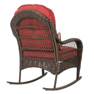 Best ChoiceProducts Wicker Rocking Chair Patio Porch Deck Furniture All Weather Proof with Cushions