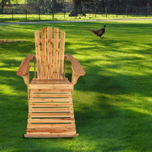 Wooden Adirondack Chair Painted With Clear Lacquer With Adjustable Footstool