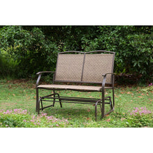 HollyHOME Patio Swing Glider Bench for 2 person, Garden Chair Rocking Loveseat, All Weatherproof, Brown