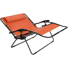 Best Choice Products Folding 2 Person Oversized Zero Gravity Lounge Chair 2 Accessory Trays Outdoor Beach Terracotta