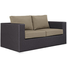 Modway Convene Wicker Rattan Outdoor Patio Loveseat in Espresso Mocha