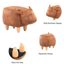 Upholstered Ride-on Ottoman Footrest Stool with Vivid Adorable Animal-Like Features, without Storage (Brown Buffalo)