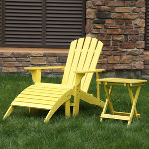 AZBRO Outdoor Wooden Adirondack Chair Lawn Patio Deck Garden Furniture, Lemon Yellow