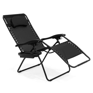 Best Choice Products Oversized Zero Gravity Outdoor Reclining Lounge Patio Chairs w/ Cup Holder (Black)