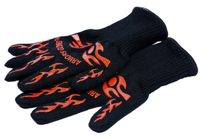 BBQ Extreme Fire and Heat Resistant Grilling, Cooking, Baking and Frying Gloves 932 &deg;F For Fireplace Camping and Oven and Fire Pit by Mael de Cuisine Maximum Hand and Arm Protection - 1 Pair