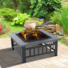 Outsunny 32" Metal Square Outdoor Patio Backyard Fire Pit with Cover