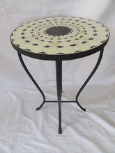 Beige / Black Mosaic Black Iron Outdoor Accent Table 21&quot;H