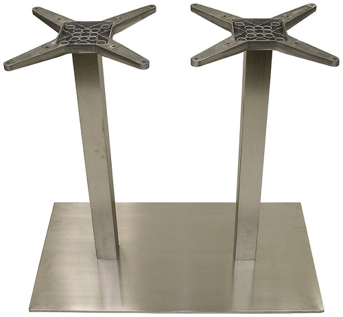 ATC Futura Rectangle Low Profile Table Base with Two Stainless Steel Columns and Two 15" Spyders, Bar H, 17-3/4" x 32" W x 40" H