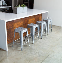 24&rdquo; Counter Height Bar Stools! (SILVER) by UrbanMod, [Set Of 4] Stackable, Indoor/Outdoor, Kitchen Bar Stools,! 330LB Limit, Metal Bar Stools! Industrial, Galvanized Steel, Counter Stools!