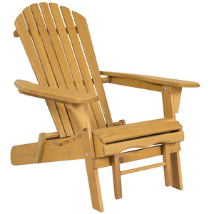 Best Choice Products SKY2254 Outdoor Patio Deck Garden Foldable Adirondack Wood Chair with Pull Out Ottoman