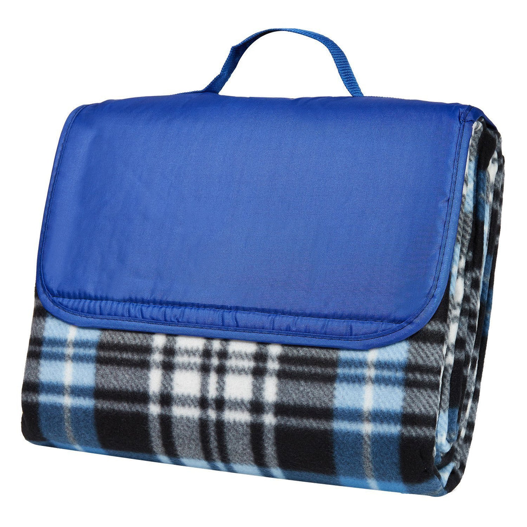 Clara Clark 58" x 78" Camping Beach Picnic Outdoor Blanket, X-Large, Royal Blue Plaid