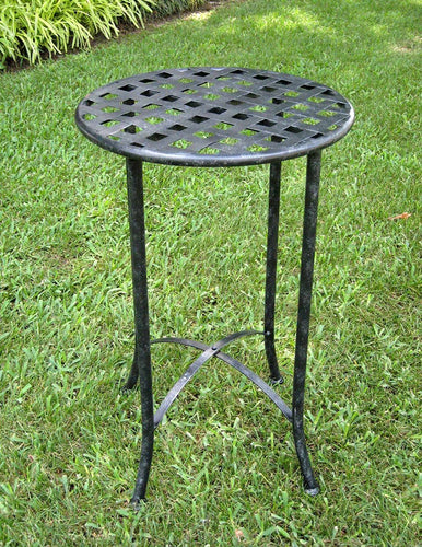 16 in. Iron Patio Side Table (Antique Black)