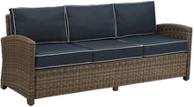 Crosley Furniture Bradenton Outdoor Wicker Patio Sofa with Cushions - Navy