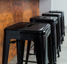 24&rdquo; Counter Height Bar Stools,! (BLACK) by UrbanMod, [Set Of 4] Stackable, Indoor/Outdoor, Kitchen Bar Stools,! 330LB Limit, Metal Bar Stools! Industrial, Galvanized Steel, Counter Stools!