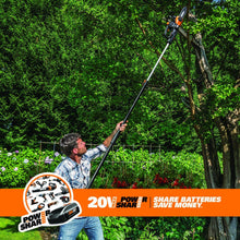 Worx WG323 10-in Cordless 20V Pole/Chainsaw with Auto-Tension and Auto-Oiling and 2 Piece Tube