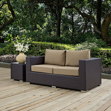 Modway Convene Wicker Rattan Outdoor Patio Loveseat in Espresso Mocha