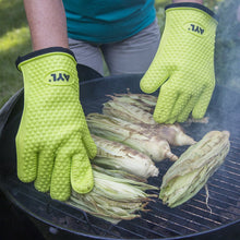 AYL Silicone Cooking Gloves - Heat Resistant Oven Mitt for Grilling, BBQ, Kitchen - Safe Handling of Pots and Pans - Cooking and Baking Non-Slip Potholders - Internal Protective Cotton Layer